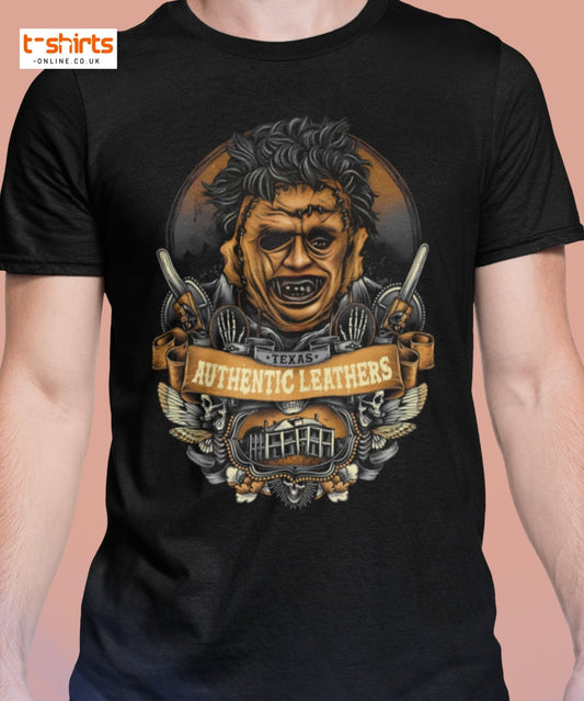 Texas Horror T-Shirt | Authentic Leathers Design - Maroon - T-Shirts Online