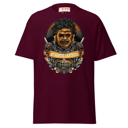 Texas Horror T-Shirt | Authentic Leathers Design - Maroon - T-Shirts Online