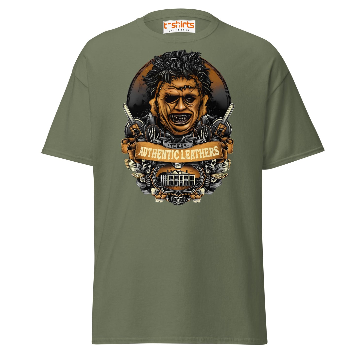 Texas Horror T-Shirt | Authentic Leathers Design - Military Green - T-Shirts Online