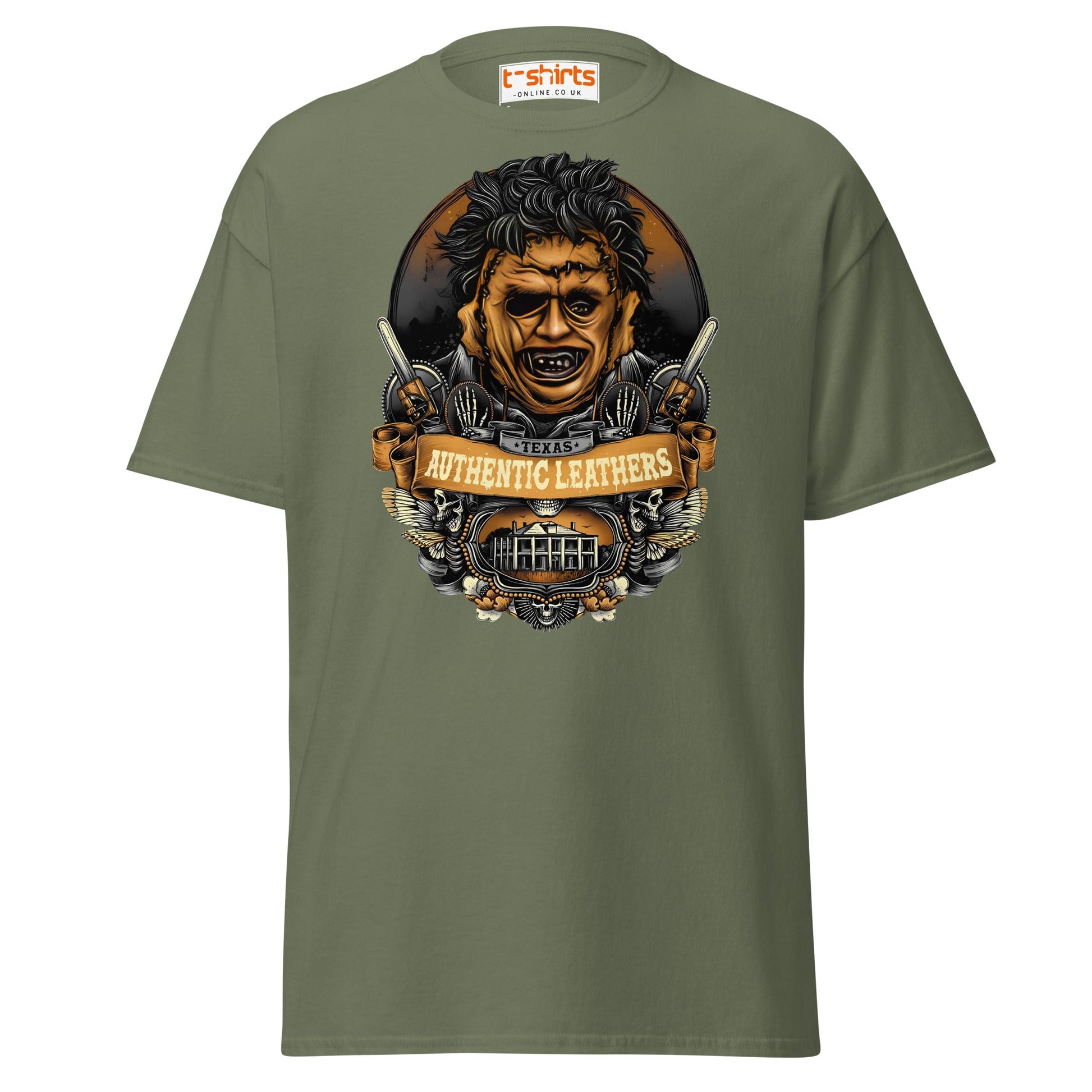 Texas Horror T-Shirt | Authentic Leathers Design - Military Green - T-Shirts Online