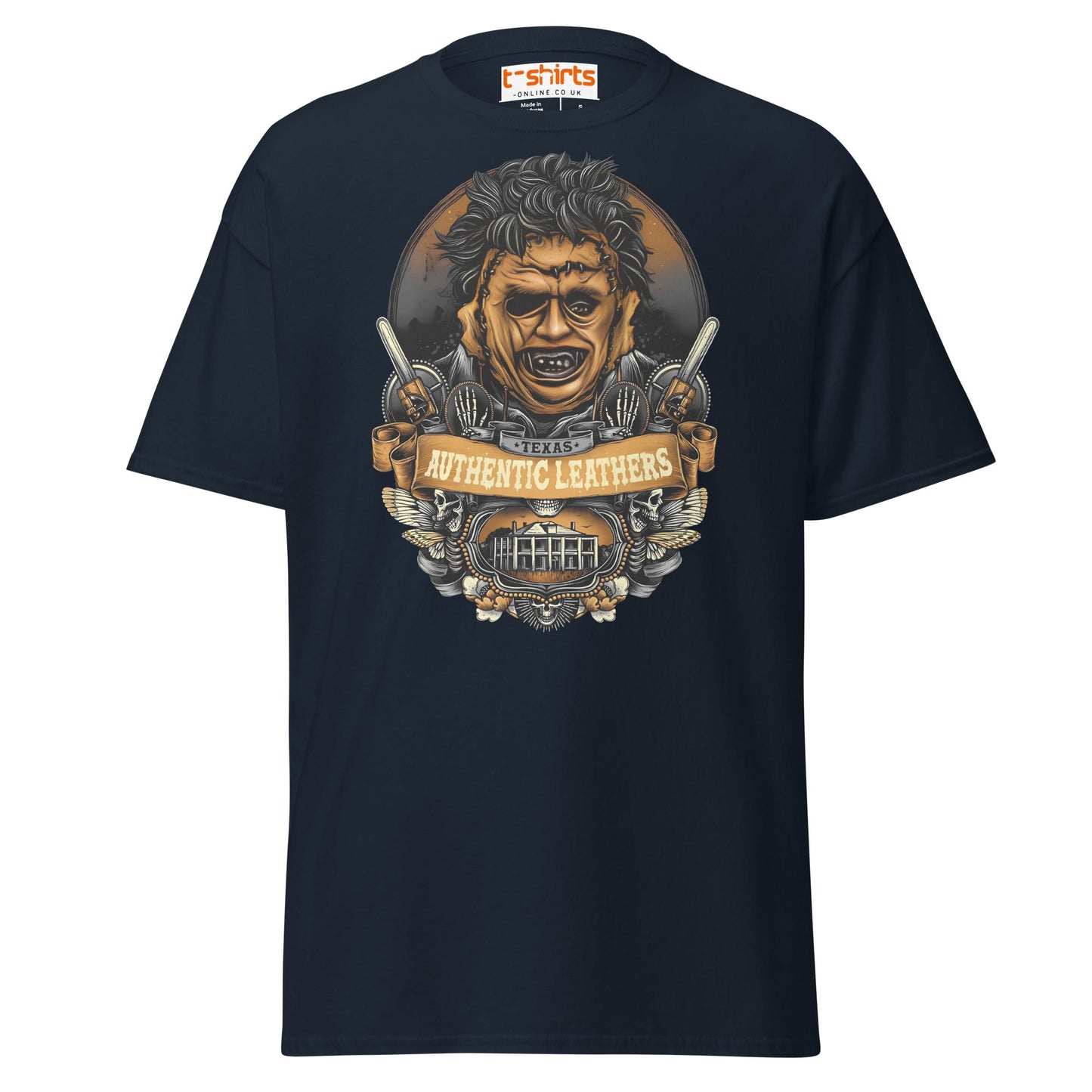 Texas Horror T-Shirt | Authentic Leathers Design - Navy - T-Shirts Online