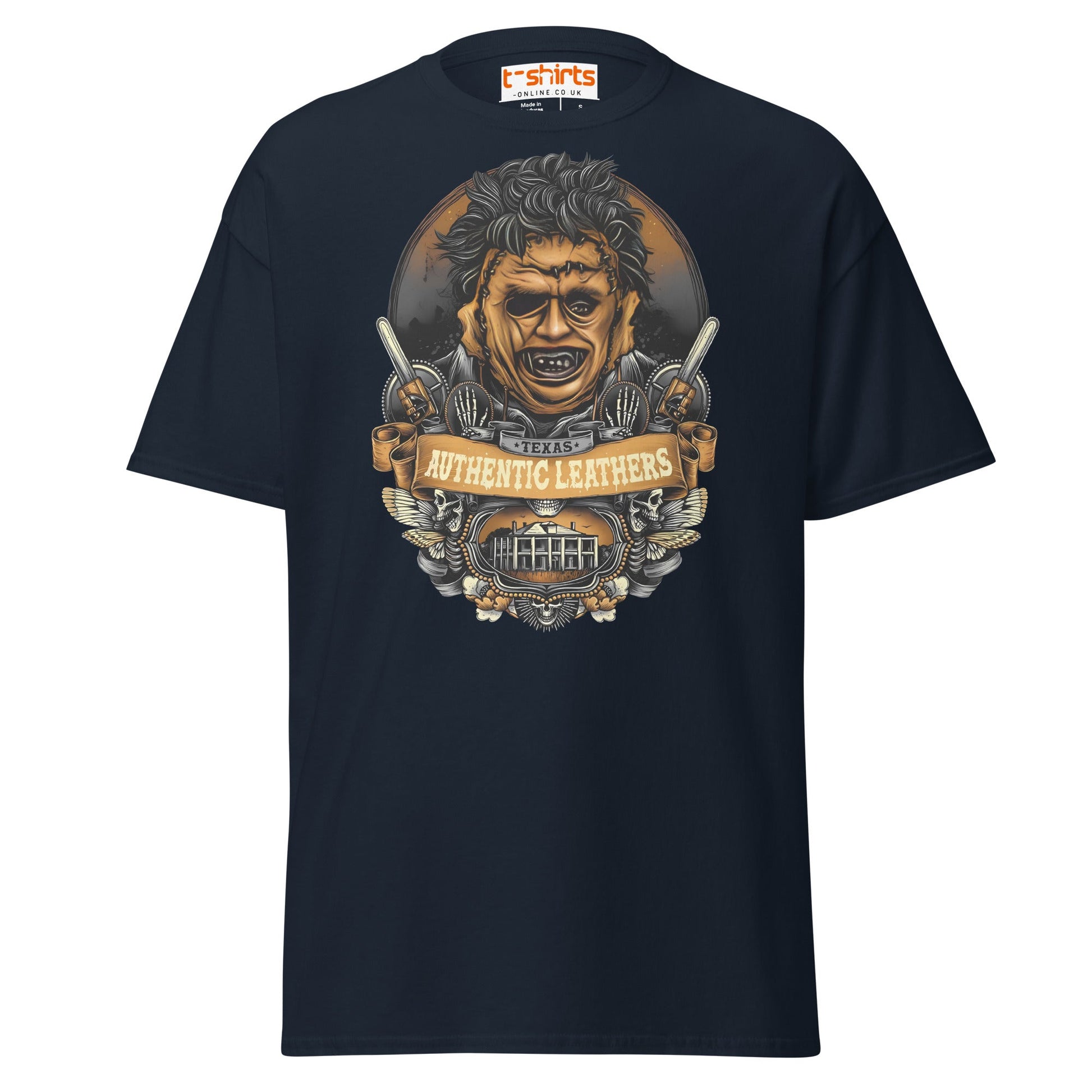 Texas Horror T-Shirt | Authentic Leathers Design - Navy - T-Shirts Online