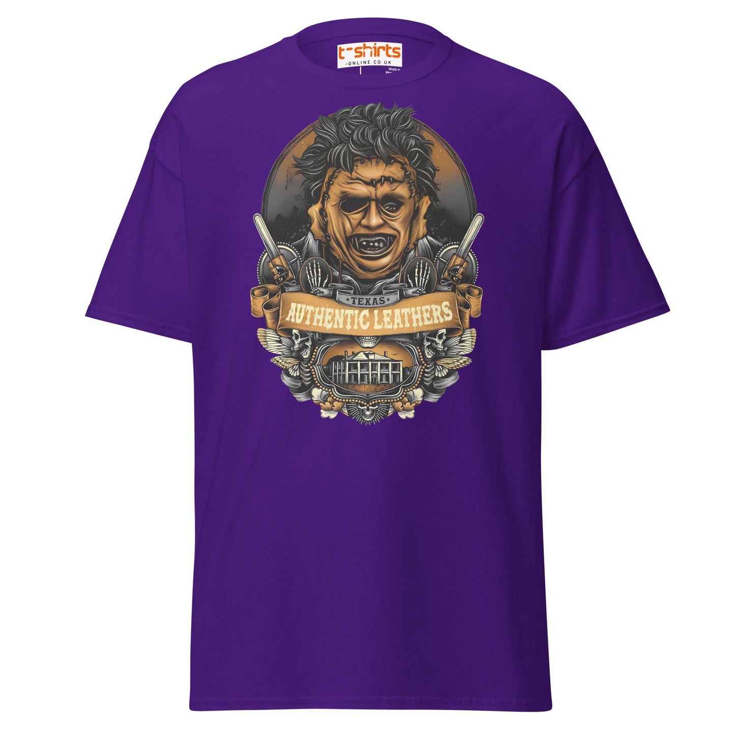 Texas Horror T-Shirt | Authentic Leathers Design - Purple - T-Shirts Online