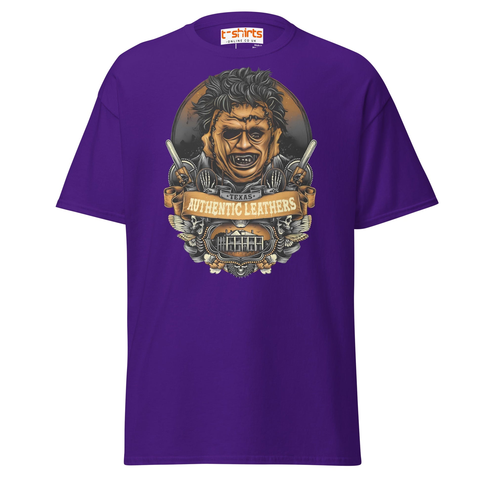 Texas Horror T-Shirt | Authentic Leathers Design - Purple - T-Shirts Online