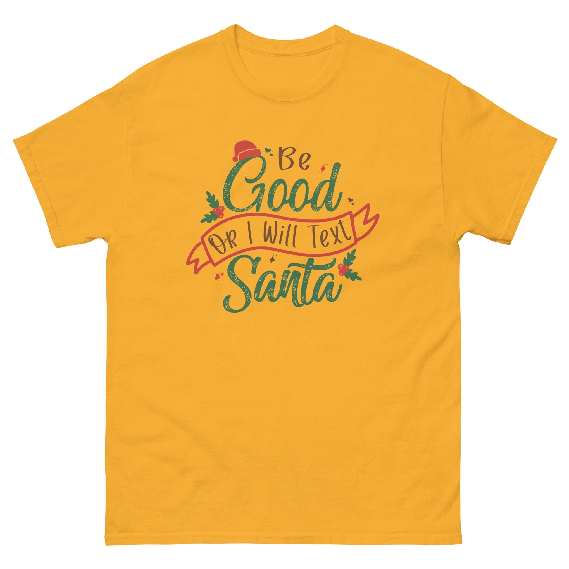 Text Santa | Christmas T-Shirt - Gold - T-Shirts Online