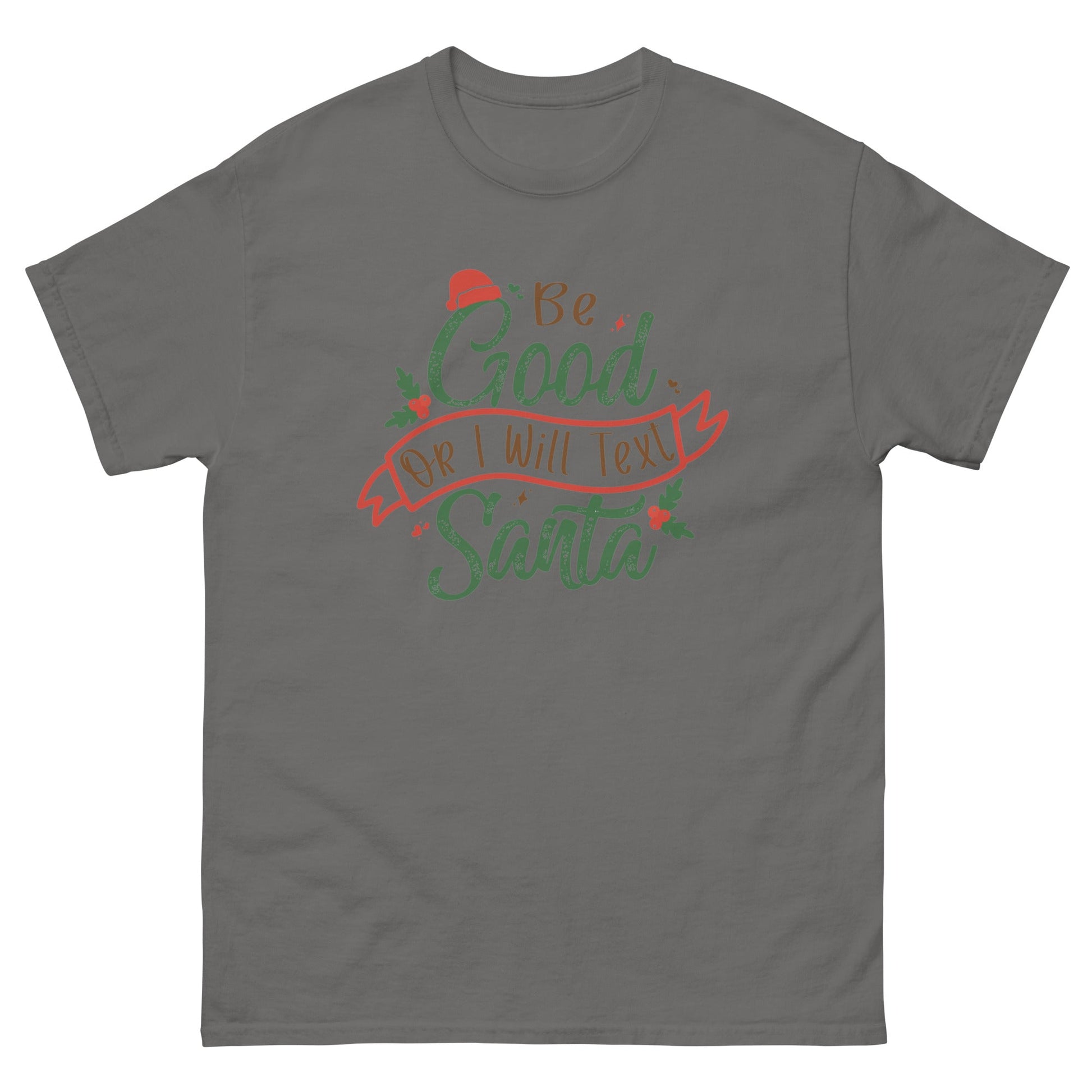 Text Santa | Christmas T-Shirt - Charcoal - T-Shirts Online