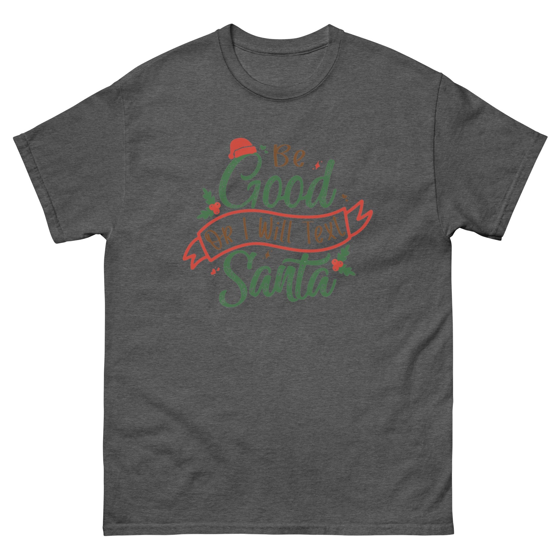 Text Santa | Christmas T-Shirt - Dark Heather - T-Shirts Online