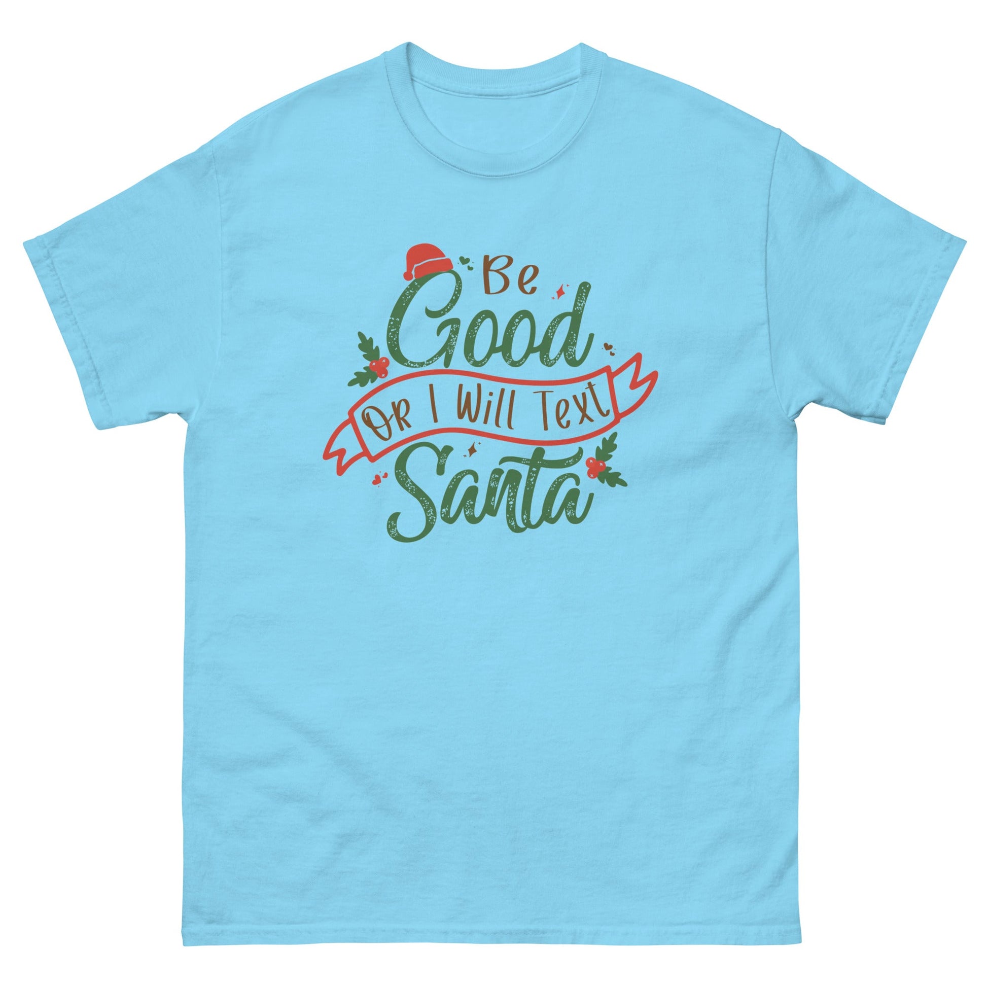 Text Santa | Christmas T-Shirt - Sky - T-Shirts Online