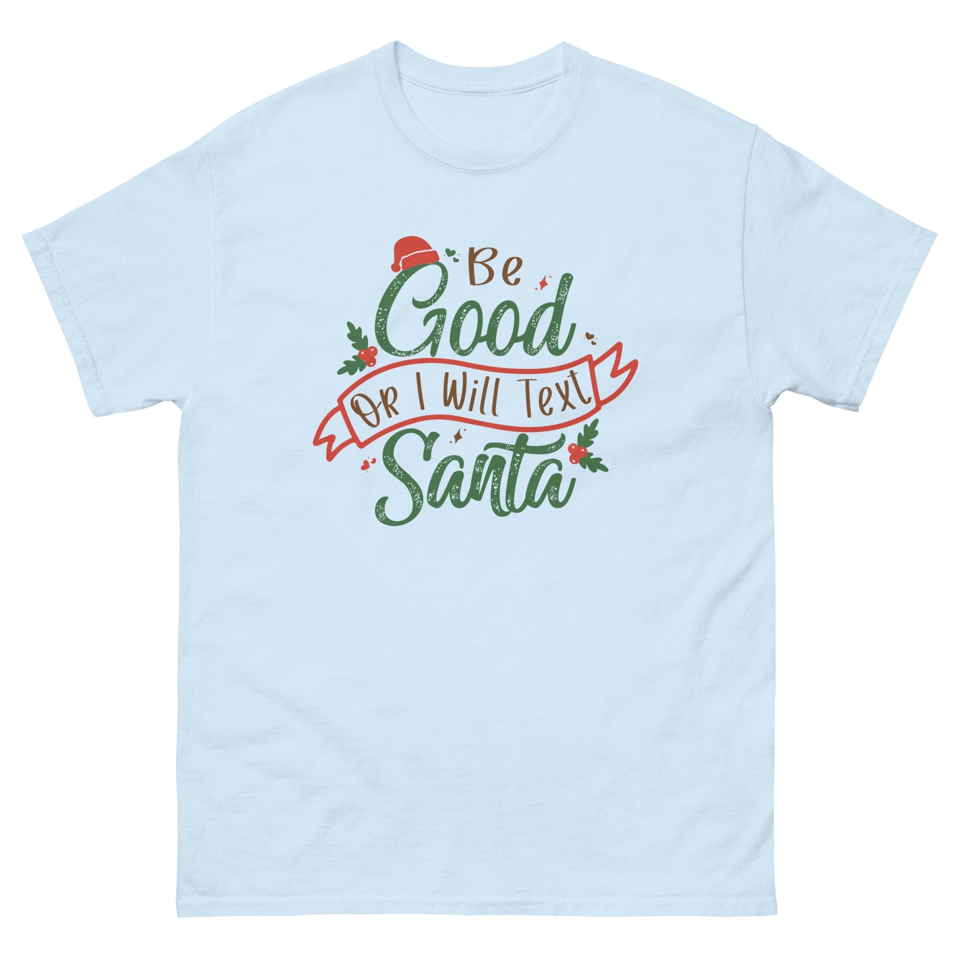 Text Santa | Christmas T-Shirt - Light Blue - T-Shirts Online