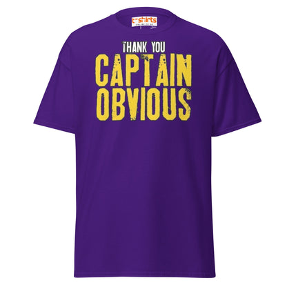 Thank You Captain Obvious T-Shirt | Sarcastic Funny Tee - Purple - T-Shirts Online