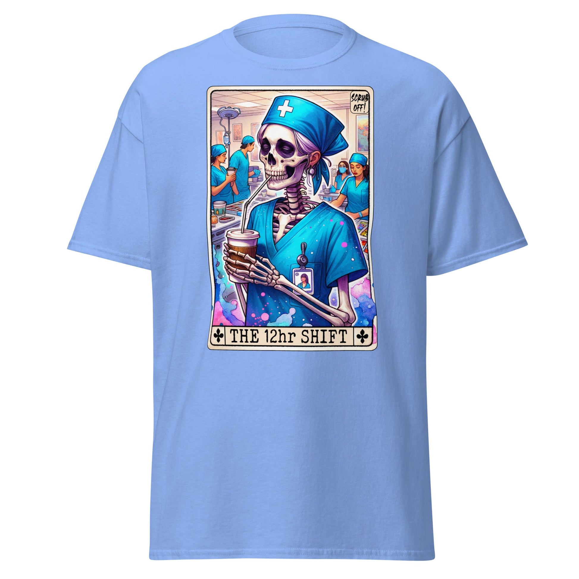 'The 12 Hour Shift' Tarot | Tarot Card T-Shirt - Carolina Blue - T-Shirts Online