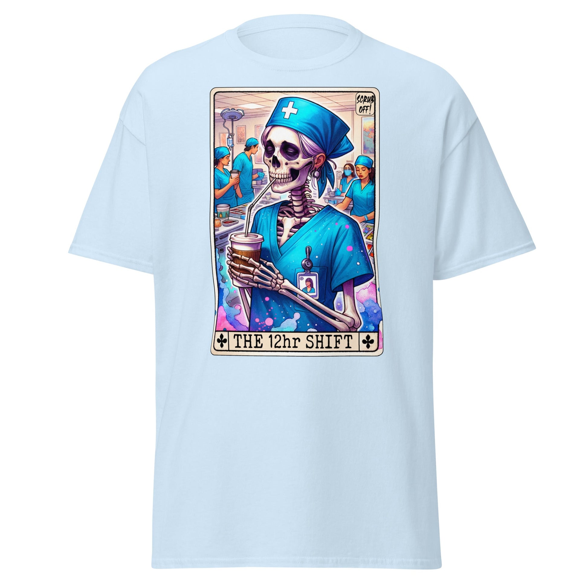 'The 12 Hour Shift' Tarot | Tarot Card T-Shirt - Light Blue - T-Shirts Online