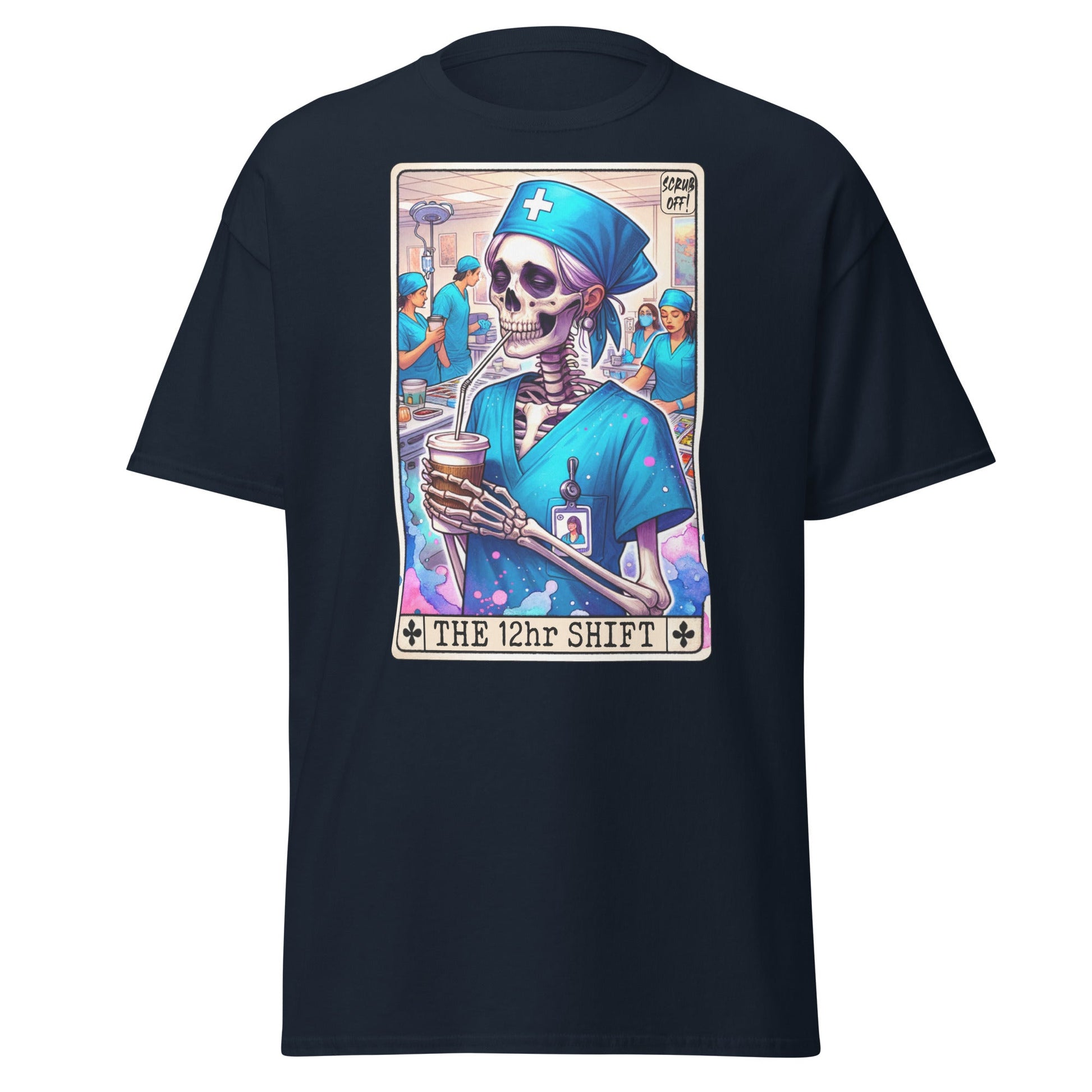 'The 12 Hour Shift' Tarot | Tarot Card T-Shirt - Navy - T-Shirts Online