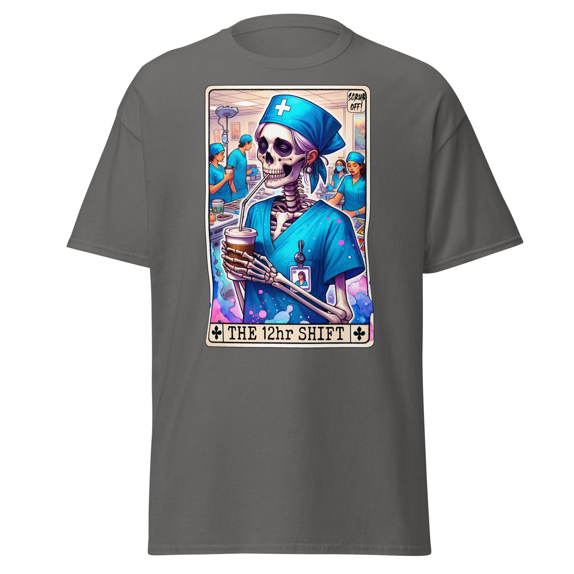 'The 12 Hour Shift' Tarot | Tarot Card T-Shirt - Charcoal - T-Shirts Online