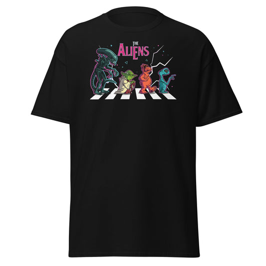 The Aliens Abbey Road T-Shirt – Beatles Parody Mashup Tee - Black - T-Shirts Online
