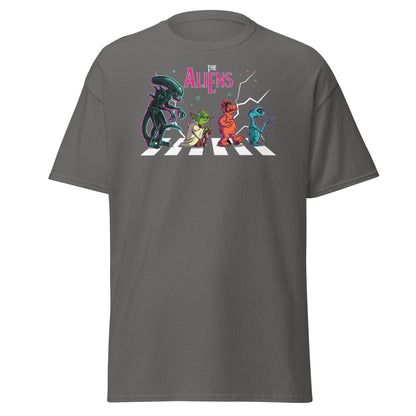 The Aliens Abbey Road T-Shirt – Beatles Parody Mashup Tee - Charcoal - T-Shirts Online