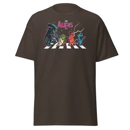 The Aliens Abbey Road T-Shirt – Beatles Parody Mashup Tee - Dark Chocolate - T-Shirts Online