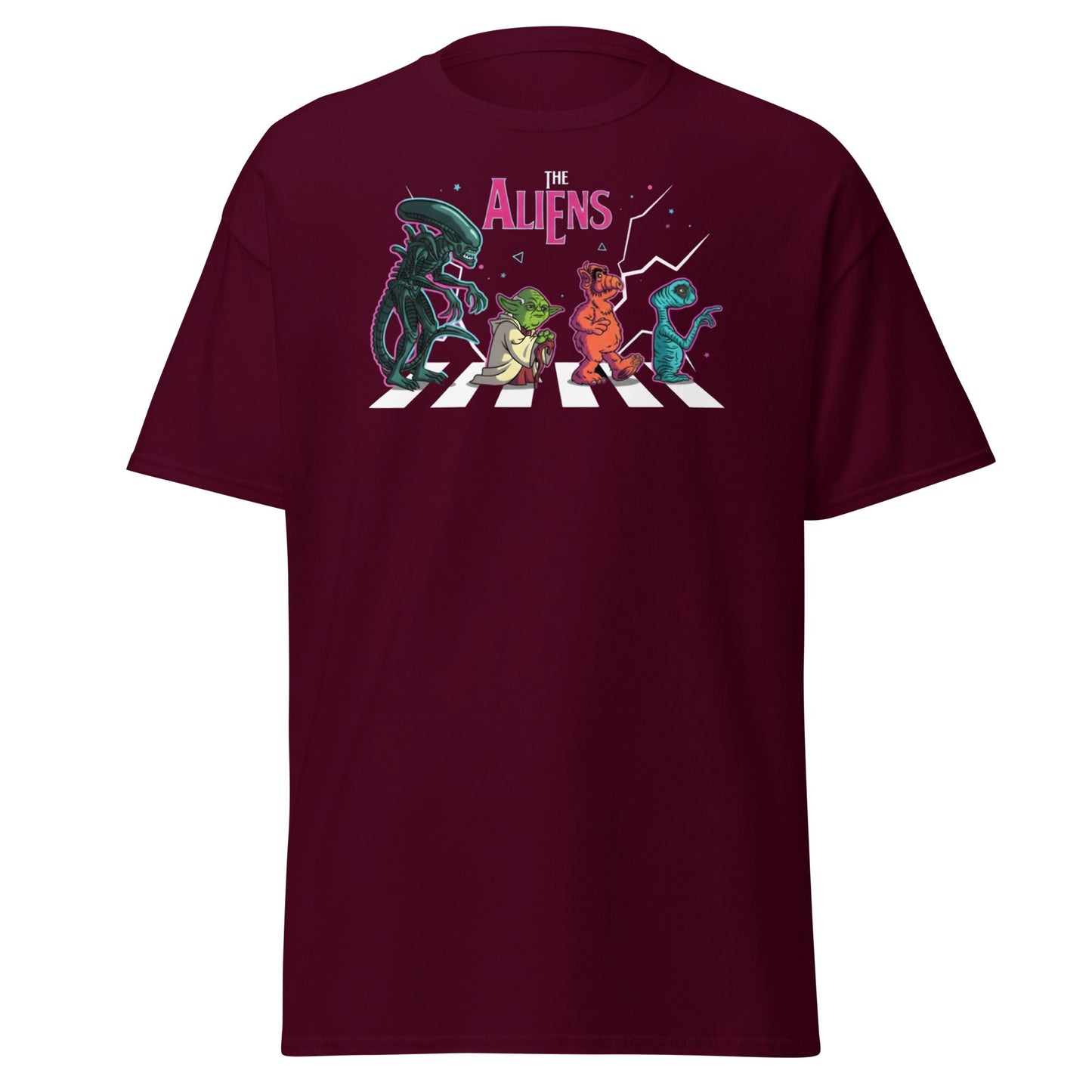 The Aliens Abbey Road T-Shirt – Beatles Parody Mashup Tee - Maroon - T-Shirts Online