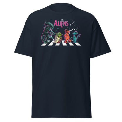 The Aliens Abbey Road T-Shirt – Beatles Parody Mashup Tee - Navy - T-Shirts Online