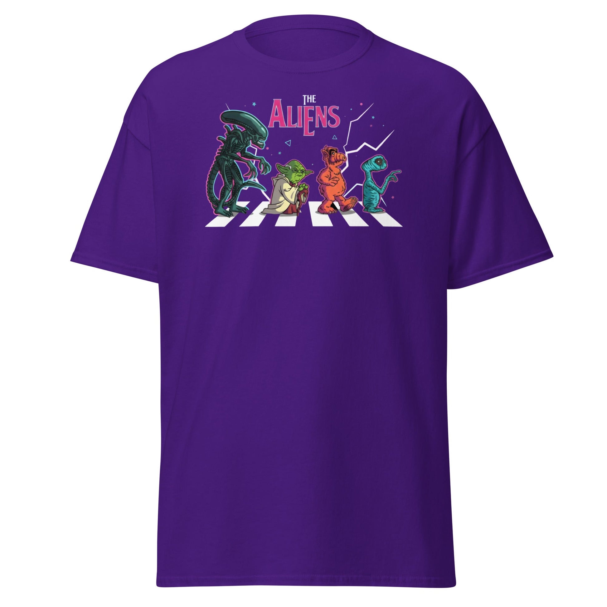 The Aliens Abbey Road T-Shirt – Beatles Parody Mashup Tee - Purple - T-Shirts Online
