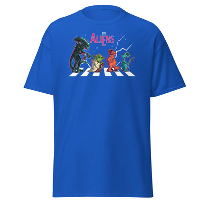 The Aliens Abbey Road T-Shirt – Beatles Parody Mashup Tee - Royal - T-Shirts Online