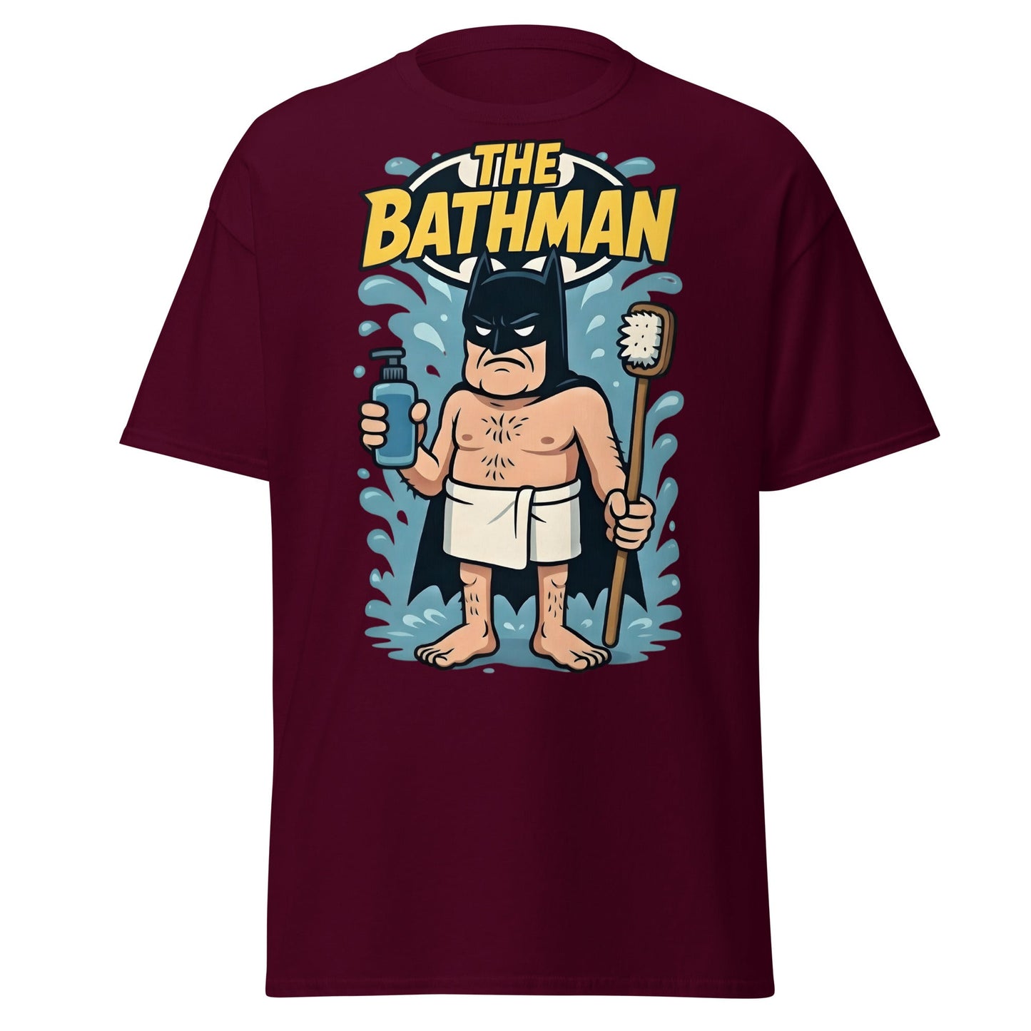 The Bathman Funny Superhero Parody T-Shirt - Maroon - T-Shirts Online