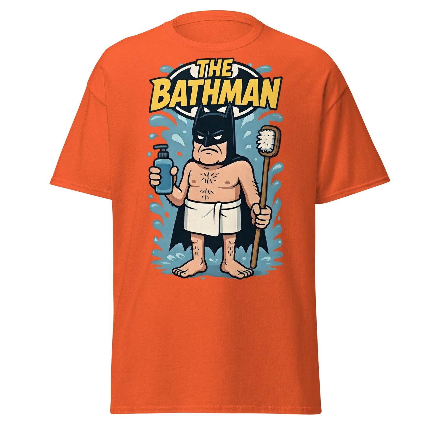 The Bathman Funny Superhero Parody T-Shirt - Orange - T-Shirts Online