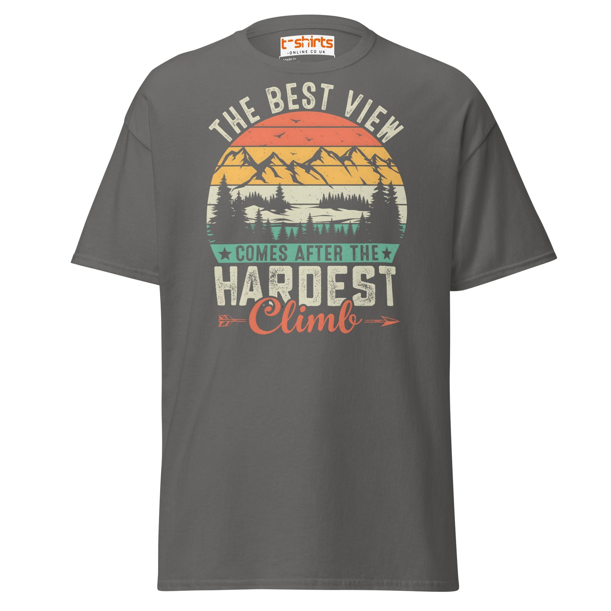 The Best View T-Shirt | Motivational Hiking Tee - Charcoal - T-Shirts Online
