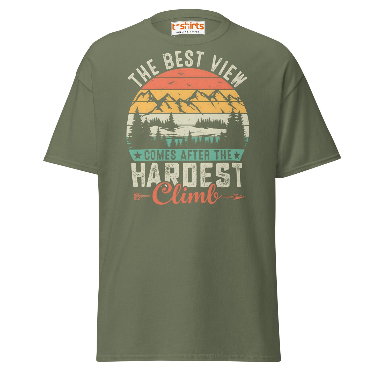 The Best View T-Shirt | Motivational Hiking Tee - Military Green - T-Shirts Online