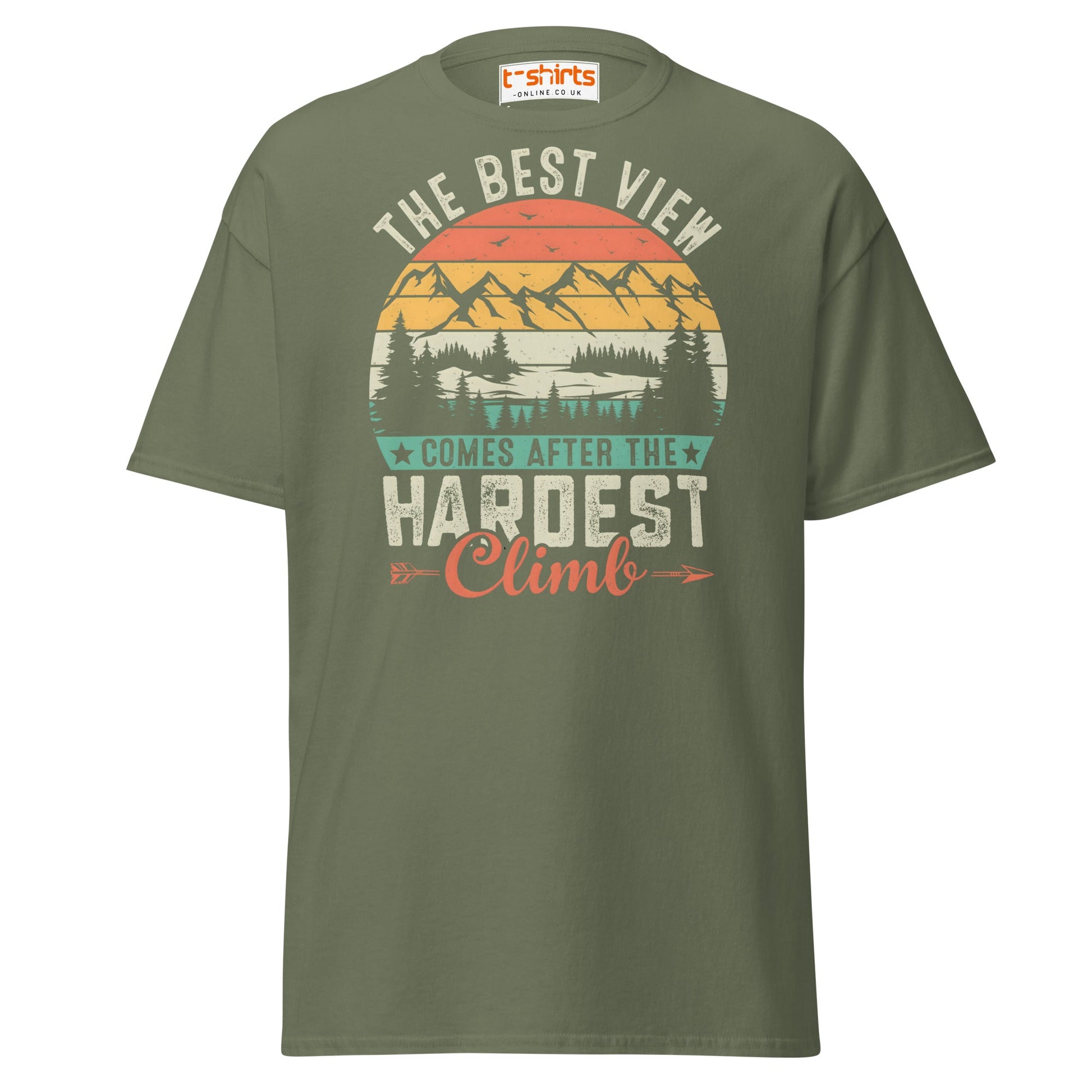 The Best View T-Shirt | Motivational Hiking Tee - Military Green - T-Shirts Online