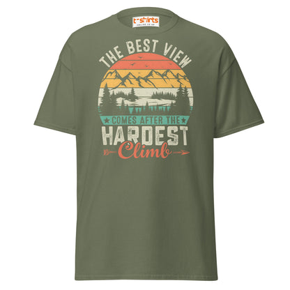 The Best View T-Shirt | Motivational Hiking Tee - Military Green - T-Shirts Online