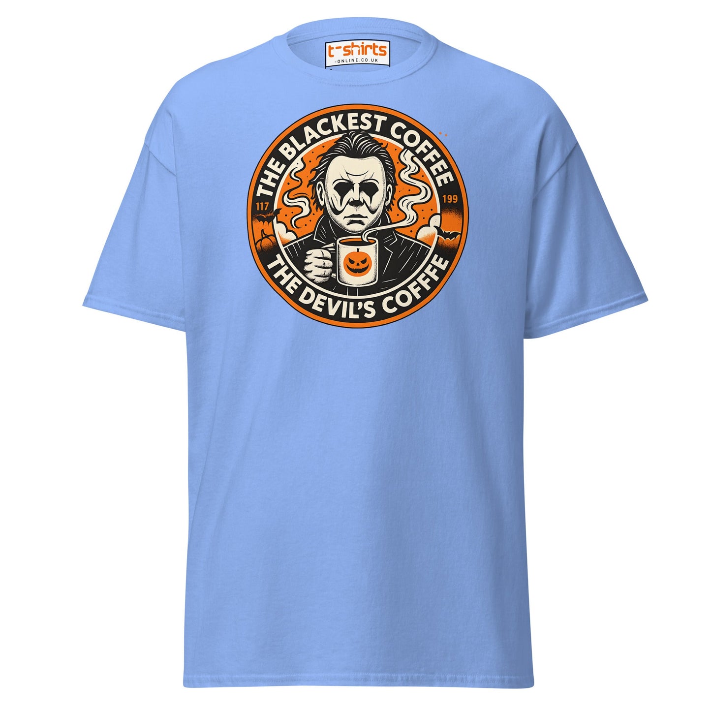 The Blackest Coffee Horror T-Shirt – Creepy Fanart Tee - Carolina Blue - T-Shirts Online