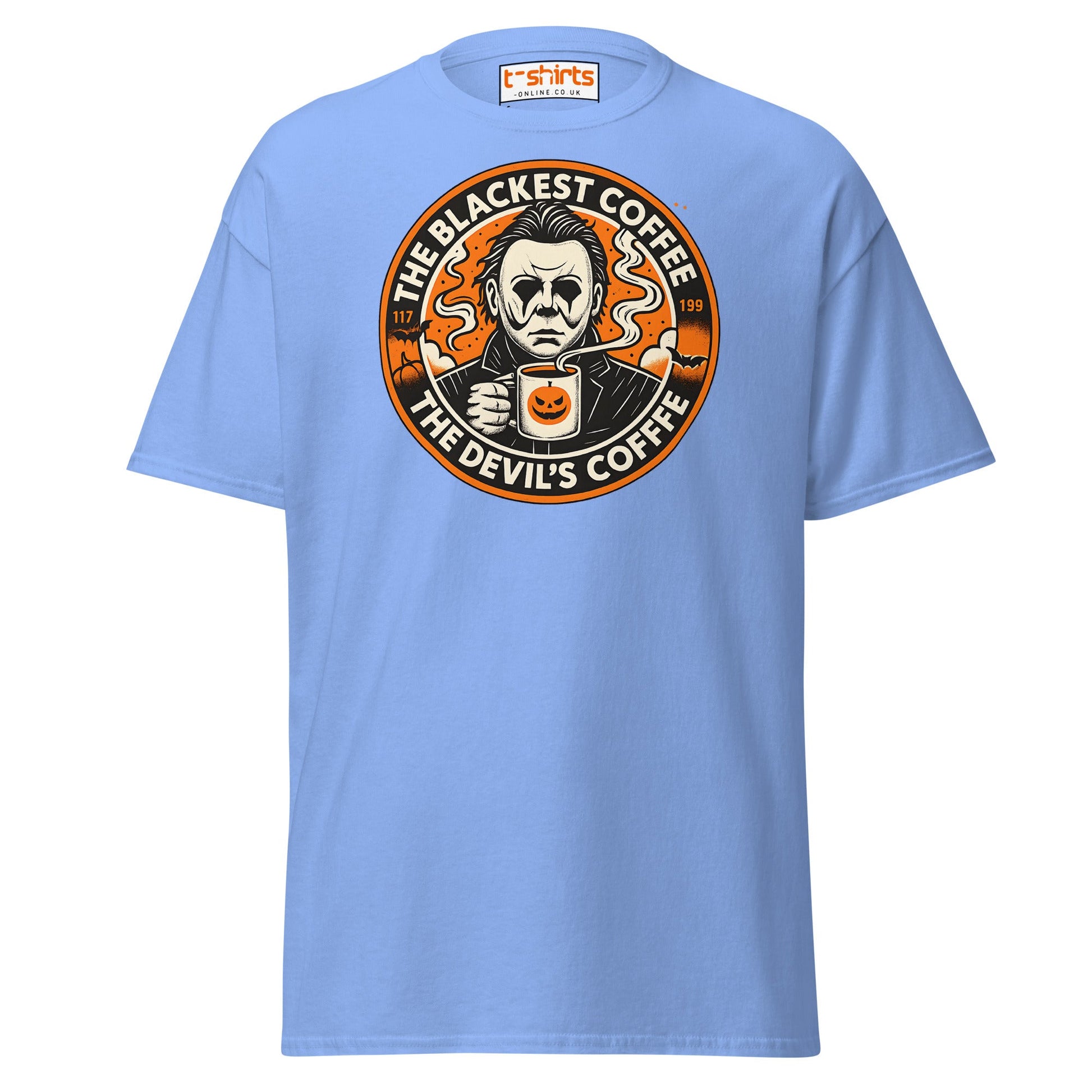 The Blackest Coffee Horror T-Shirt – Creepy Fanart Tee - Carolina Blue - T-Shirts Online