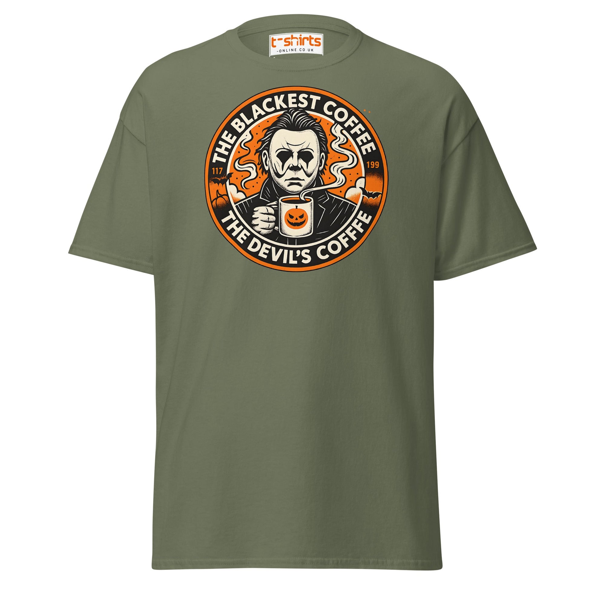 The Blackest Coffee Horror T-Shirt – Creepy Fanart Tee - Military Green - T-Shirts Online