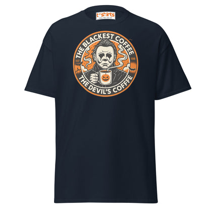 The Blackest Coffee Horror T-Shirt – Creepy Fanart Tee - Navy - T-Shirts Online