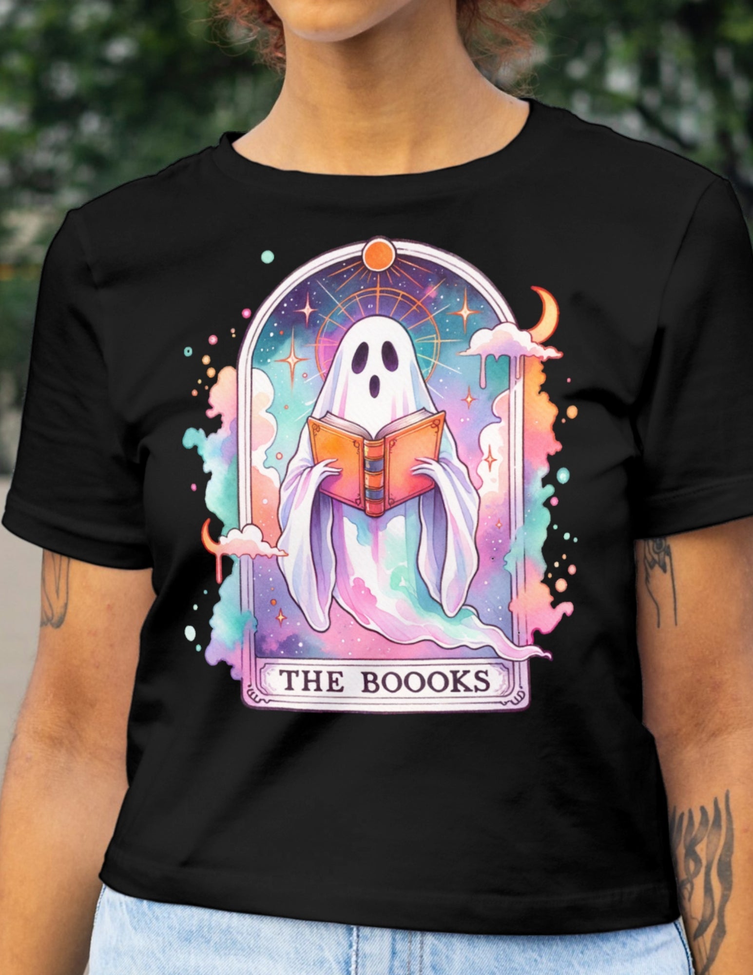 The Boooks Ghost Tarot | Tarot Card T-Shirt - Black - T-Shirts Online