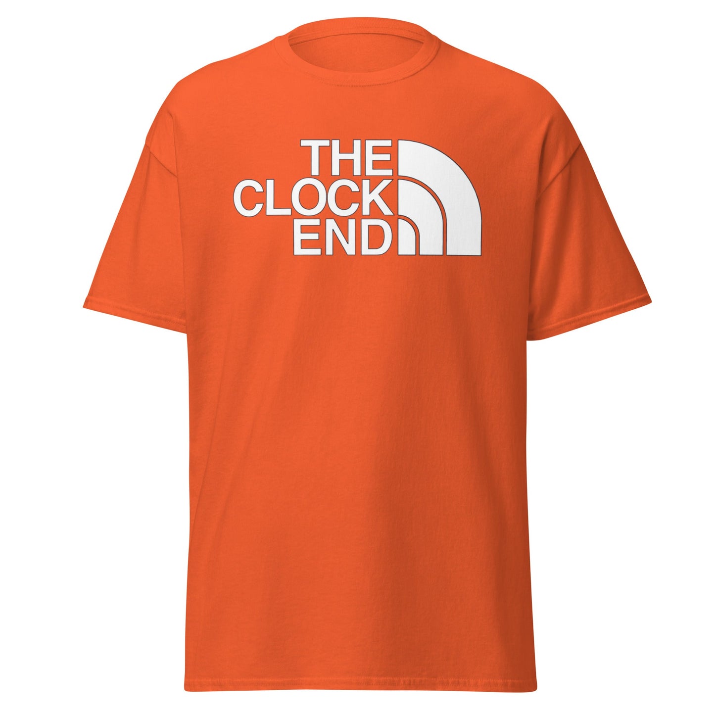 The Clock End T-Shirt | Arsenal Fan North Face Style Tee - Orange - T-Shirts Online