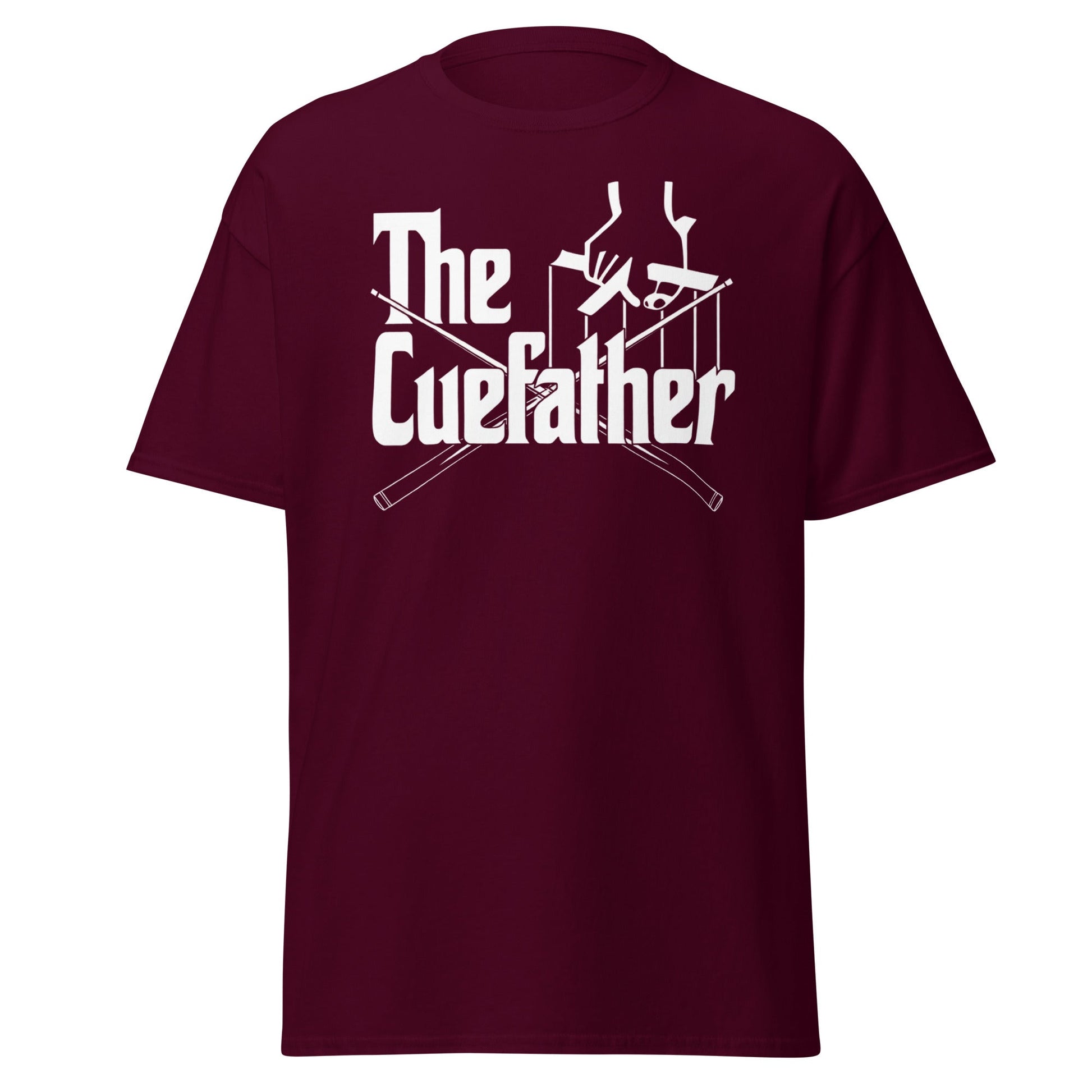 The Cuefather Snooker T-Shirt - Funny Snooker Parody Tee - Maroon - T-Shirts Online