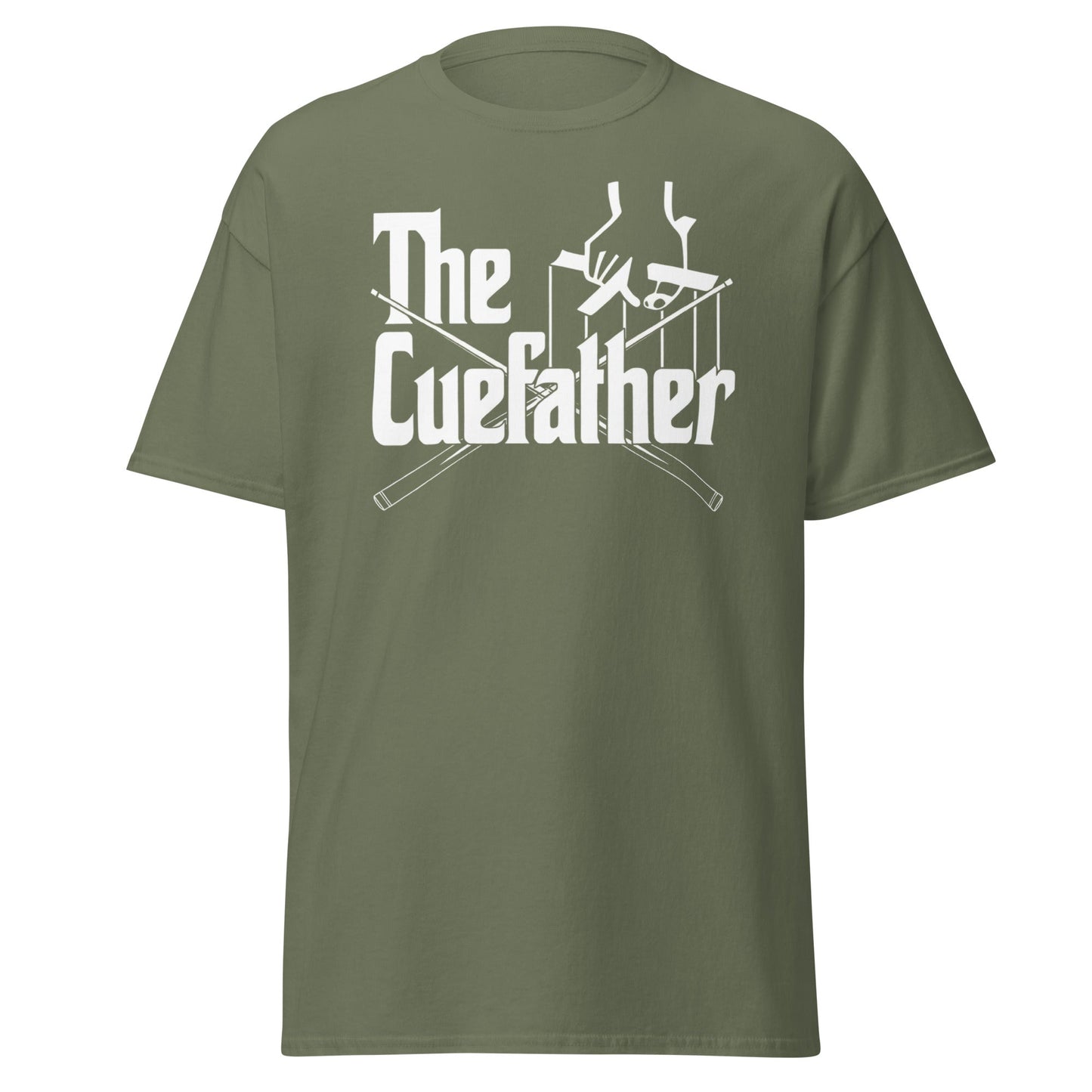 The Cuefather Snooker T-Shirt - Funny Snooker Parody Tee - Military Green - T-Shirts Online