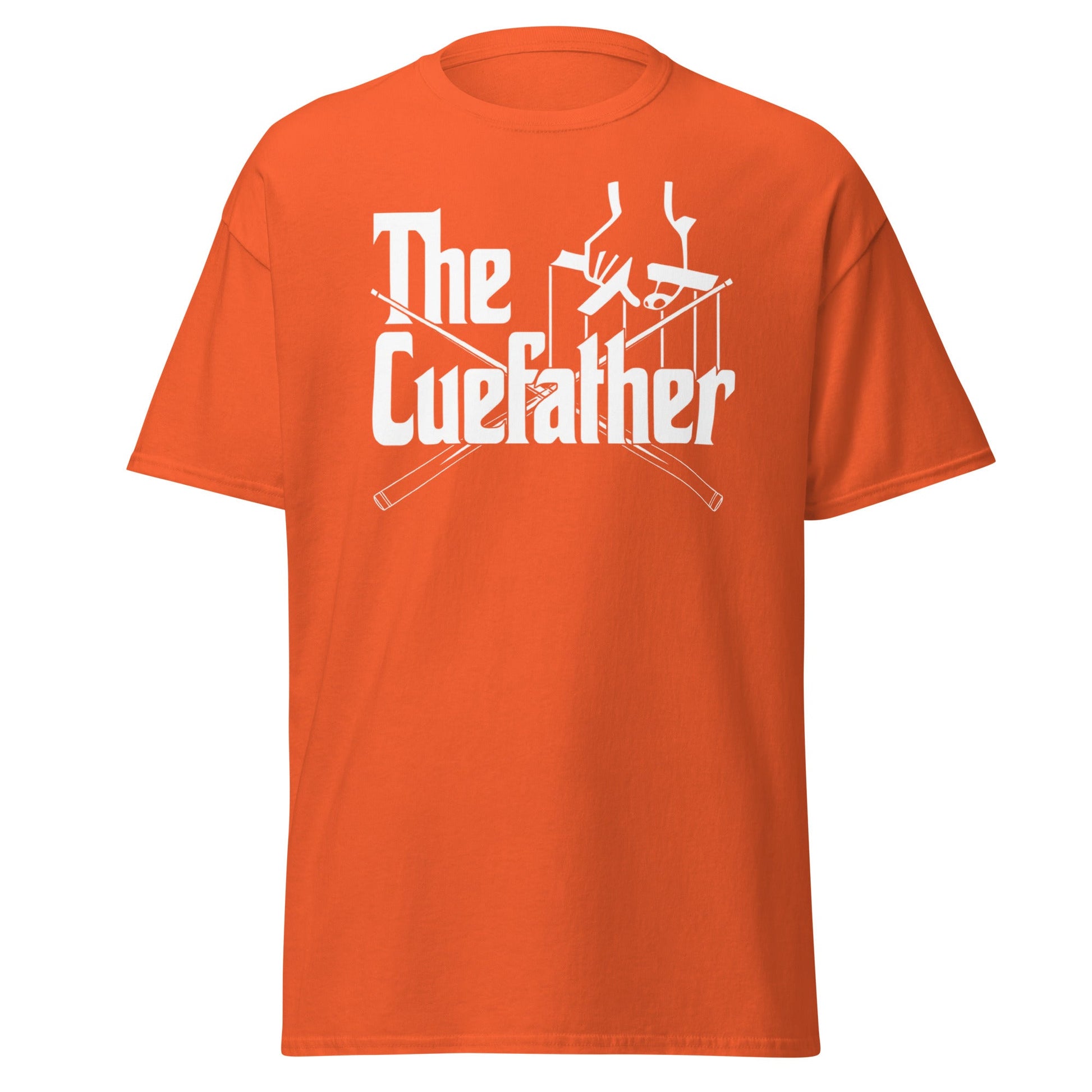 The Cuefather Snooker T-Shirt - Funny Snooker Parody Tee - Orange - T-Shirts Online