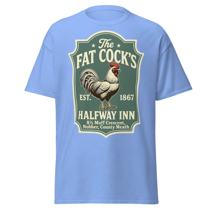 The Fat Cock's Halfway Inn Funny Irish Pub T-Shirt - Carolina Blue - T-Shirts Online