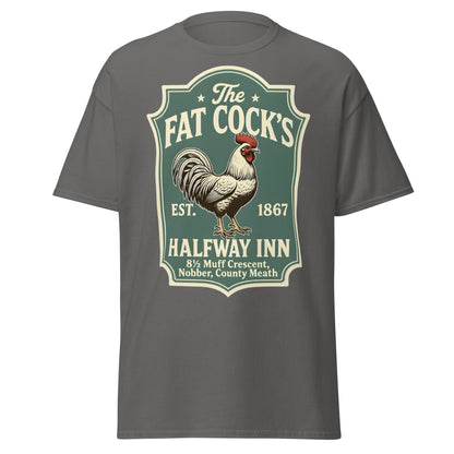 The Fat Cock's Halfway Inn Funny Irish Pub T-Shirt - Charcoal - T-Shirts Online