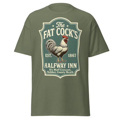 The Fat Cock's Halfway Inn Funny Irish Pub T-Shirt - Military Green - T-Shirts Online
