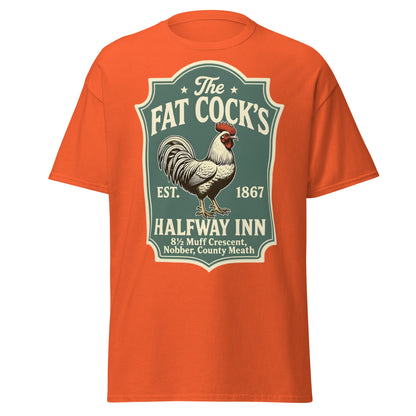The Fat Cock's Halfway Inn Funny Irish Pub T-Shirt - Orange - T-Shirts Online