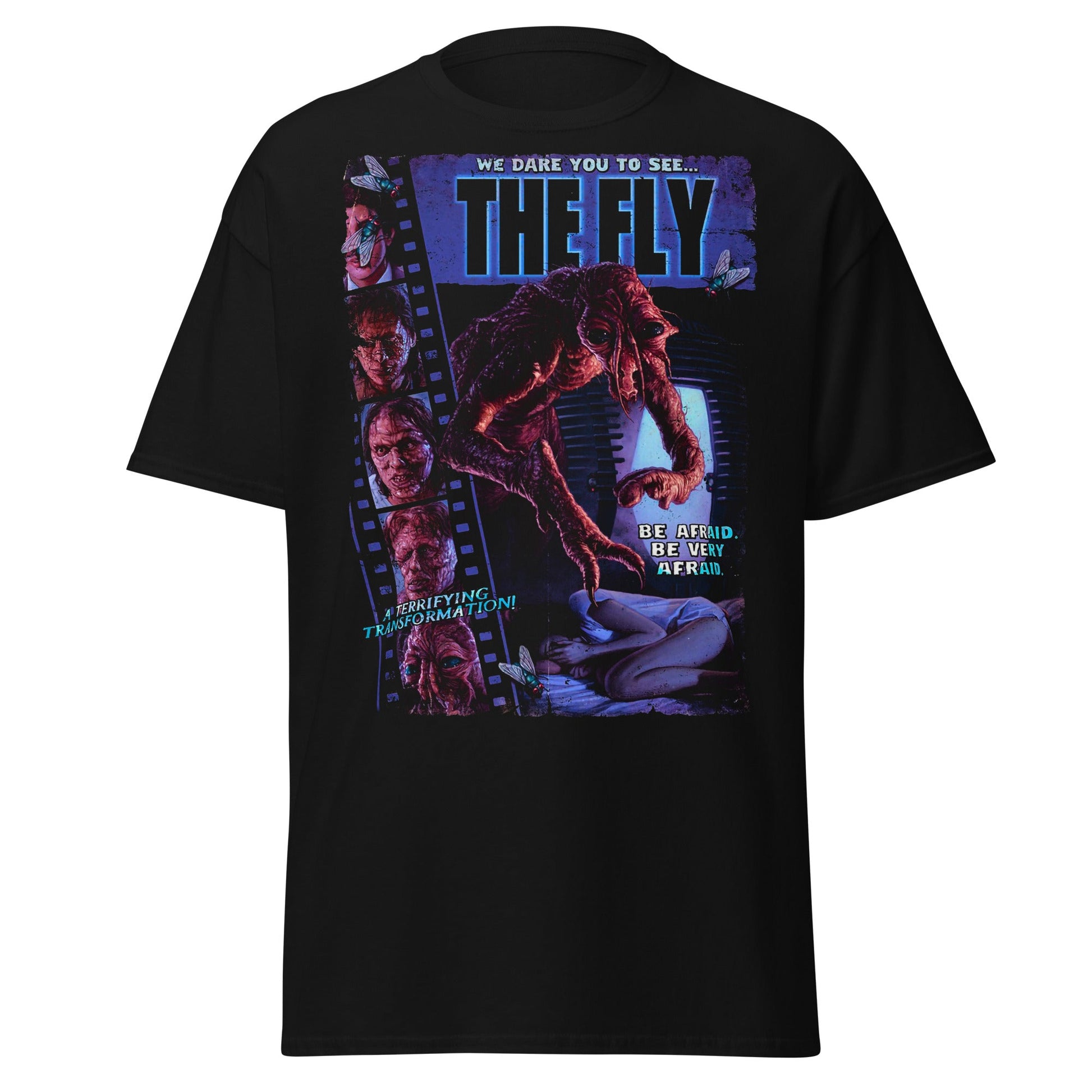 The Fly 1986 Retro Horror Movie Poster T-Shirt - Black - T-Shirts Online