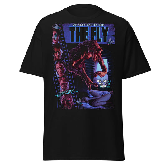 The Fly 1986 Retro Horror Movie Poster T-Shirt - Black - T-Shirts Online