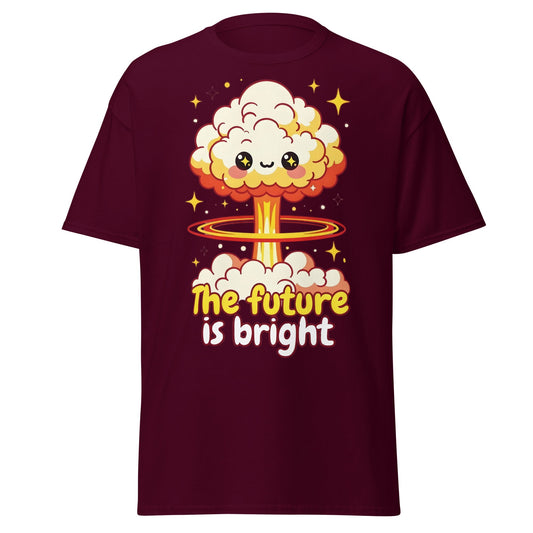 The Future is Bright Kawaii Mushroom Cloud T-Shirt - Maroon - T-Shirts Online