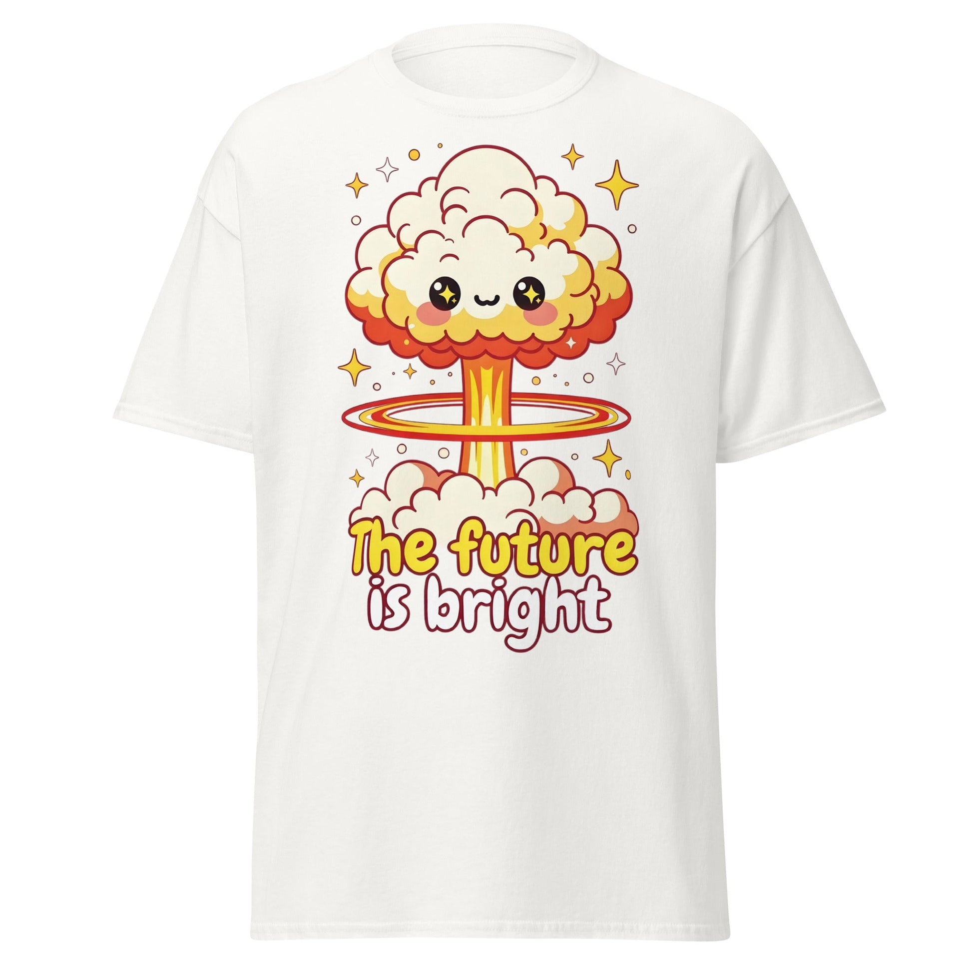 The Future is Bright Kawaii Mushroom Cloud T-Shirt - White - T-Shirts Online