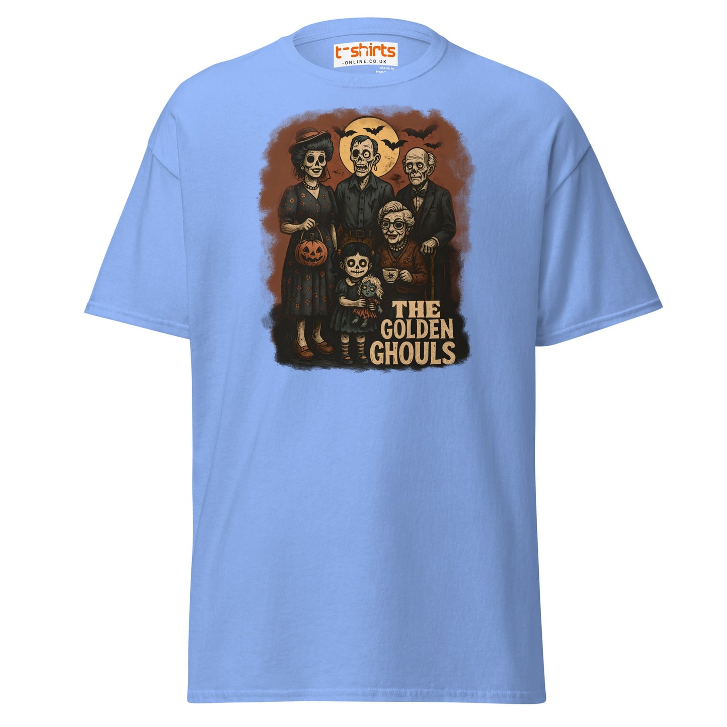 The Golden Ghouls T-Shirt | Vintage Halloween Tee - Carolina Blue - T-Shirts Online