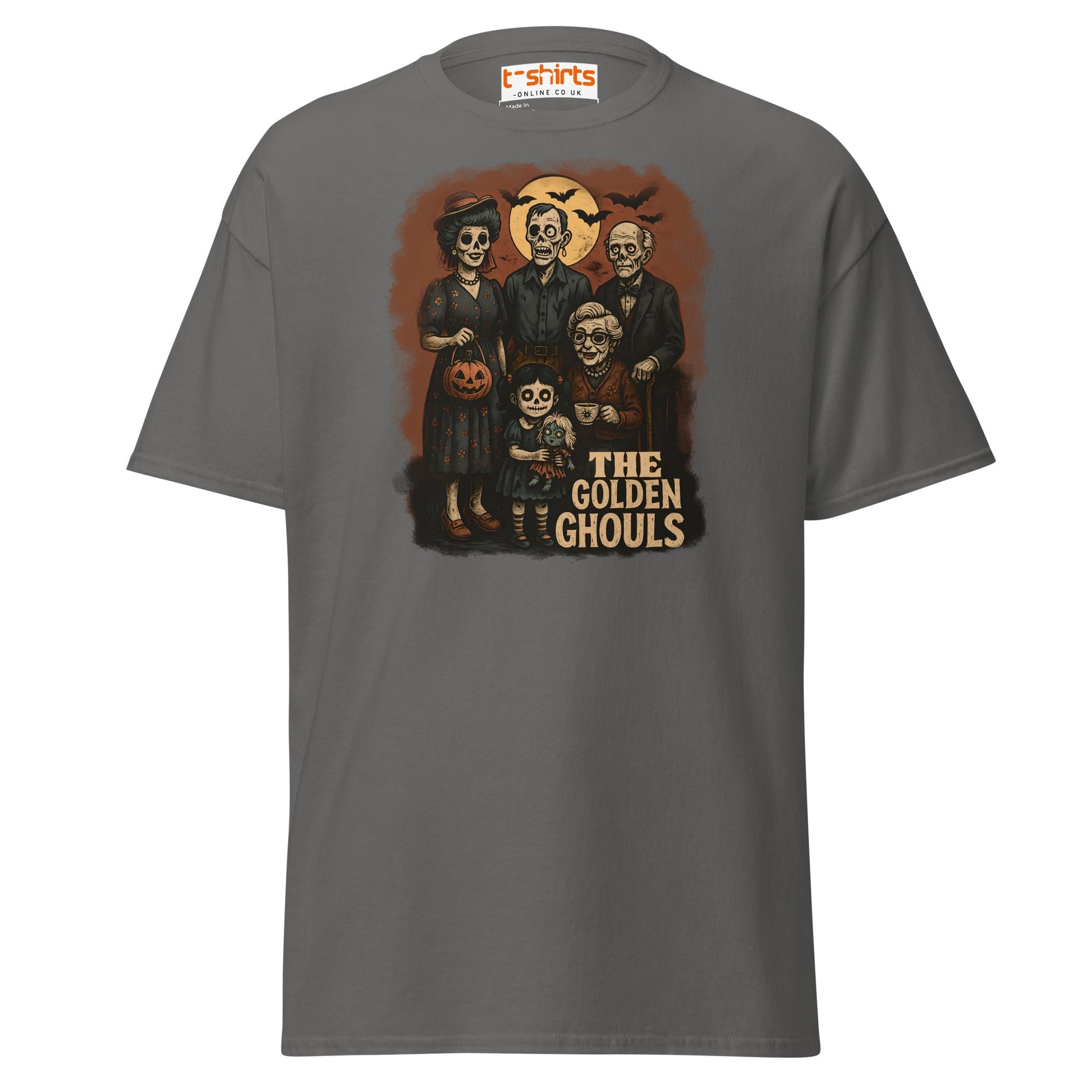 The Golden Ghouls T-Shirt | Vintage Halloween Tee - Charcoal - T-Shirts Online